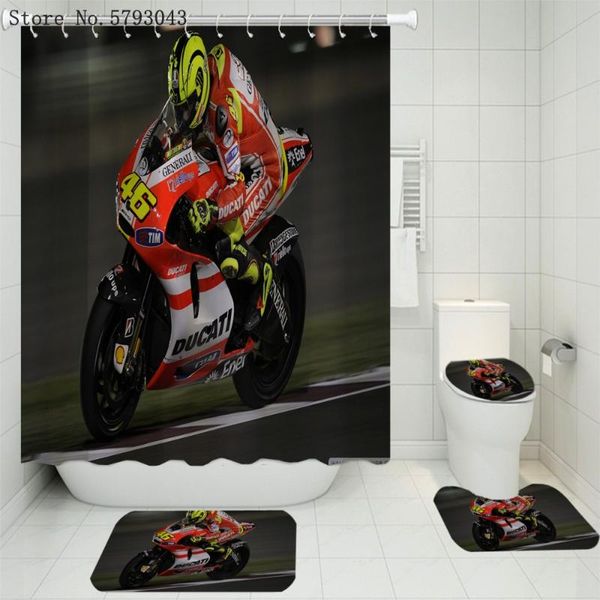 

shower curtains 4 piece speed sport curtain motorcycle racing car bathroom home decor carpet cover toilet bath mat pad set