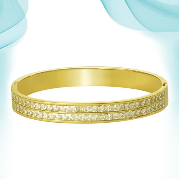 

bangle 2 row crystal stone charm bracelets for women jewelry party engagement stainless steel silver gold color bangles, Black