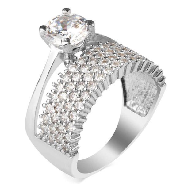 

cluster rings silver solitaire zircon gemstone ring dainty women aceessories solid 925 sterling wedding engagement, Golden;silver