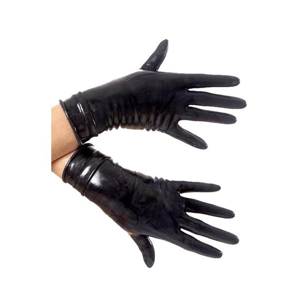 

party masks latex 100% rubber five finger short gloves black handsome size s-xl