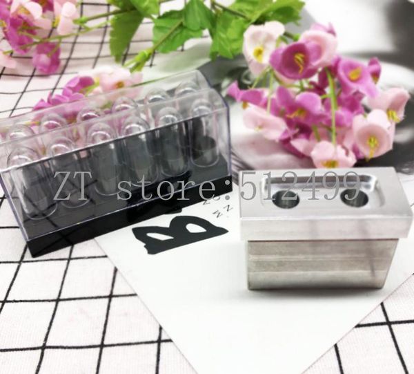 

12pcs mini small sample cosmetic empty lipstick tube lipbalm refillable container 9.3mm 2/4 holes cavity aluminum alloy mould storage bottle