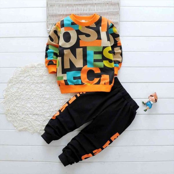 

autumn children boys clothing sets kids letter print pullover and pants 2pcs sport suits baby girls casual outfits, White