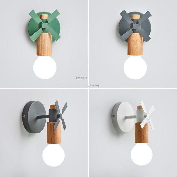 

modern led wall lamp children's bedroom macaron creative windmill decoration wall+lamps bedside living room home light lamps