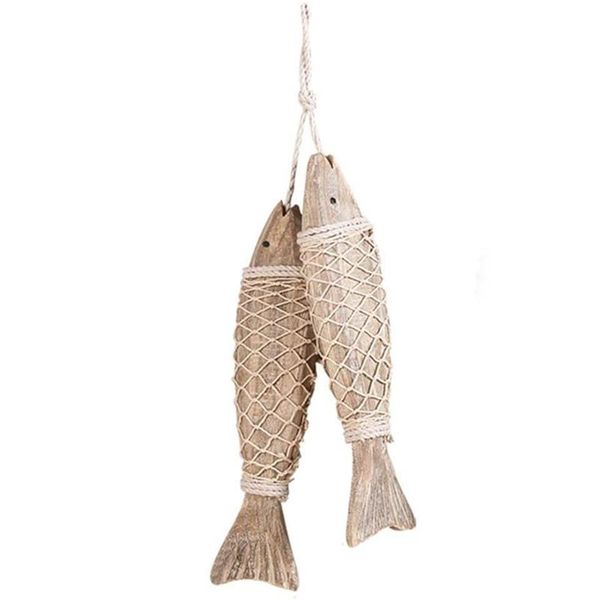 

decorative objects & figurines 4 pcs beach decor wood fish vintage wall hanging ornament wooden decorations for home bathroom