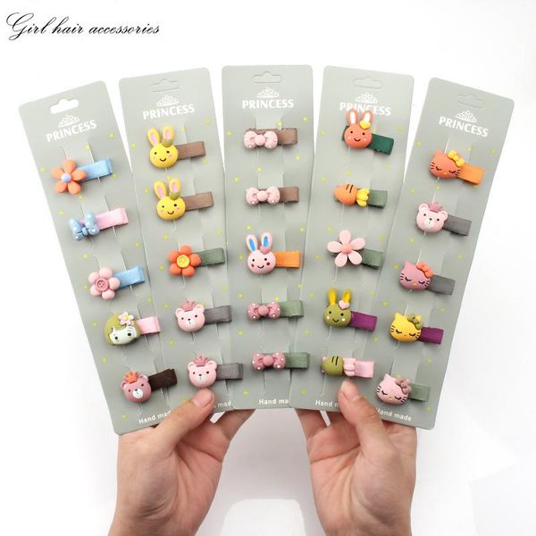 

hair accessories child boutique clip not hurt cute animal flower bow girls hairpin headdress full cloth bag bangs, Slivery;white