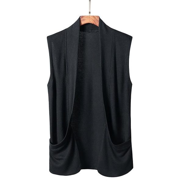 

men's sweaters nice sleeveless cardigan men solid color streetwear male coat spring casual knitted, White;black