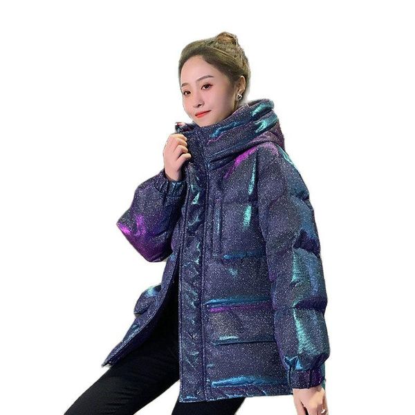 

women's down & parkas winter jacket women 2021 starry sky hoodies plus size short cotton coat fashion colorful thick warm loose korean, Black