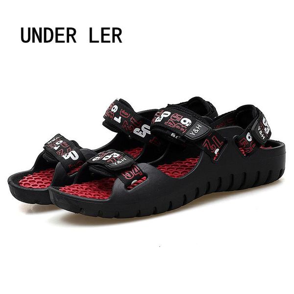 

sandals men's summer soft comfortable men shoes genuine leather big size outdoor roman d038, Black