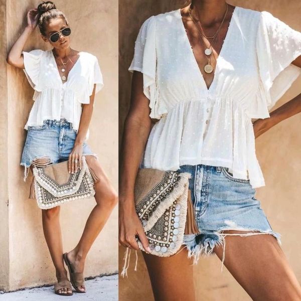 

women's shorts vintage mini jeans tassel women summer hole high waist denim short for girls, White;black