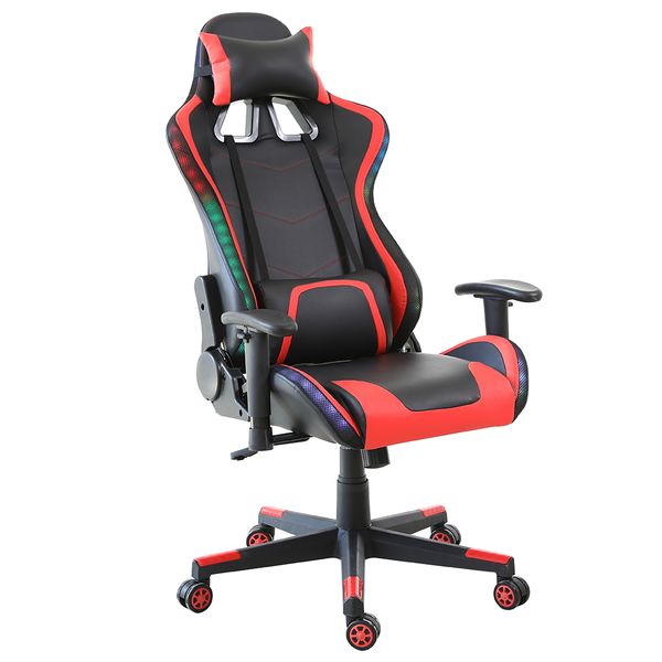 

2021 arrival furniture customized black leather blue light sillas gamer led rgb gaming chairs pu office chair