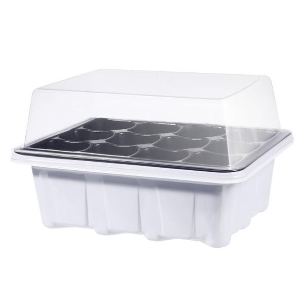 

planters & pots omz 10 pack tray seed starter with dome and base 12 cells for gardening bonsai - white