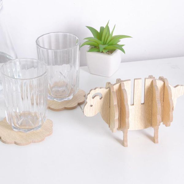 

table runner wooden sheep shape set insulation placemats tableware animal ornaments decor accessories kitchen gadgets