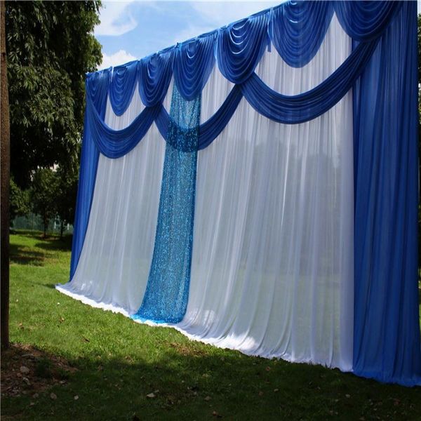 

party decoration wedding backdrop curtain with swags sequin event customized stage background silk drape for