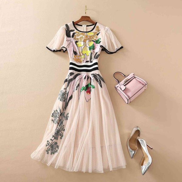 

casual dresses europe and the united states women's clothing spring edition short sleeved gauze sequin embroidery fashionable dress zew, Black;gray