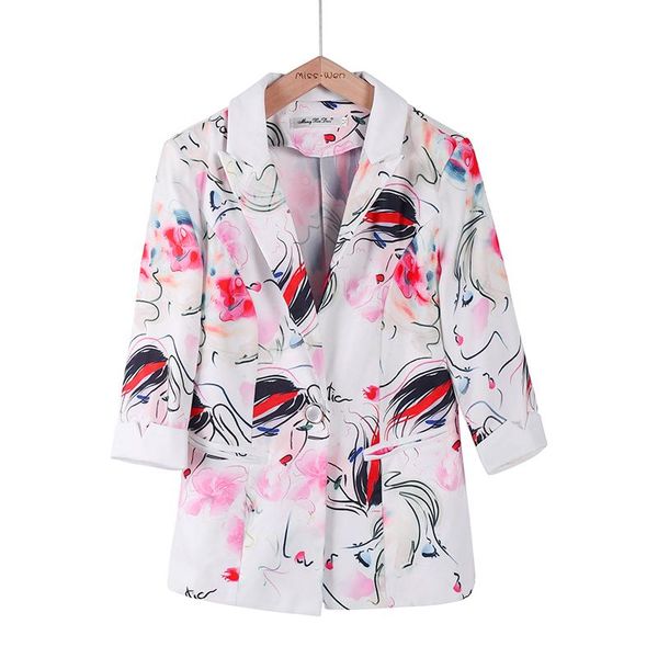

fashion print blazer autumn 2021 jaqueta feminina blaser feminino ropa dama veste tailleur femme kleding vrouwen ladies coats women's s, White;black