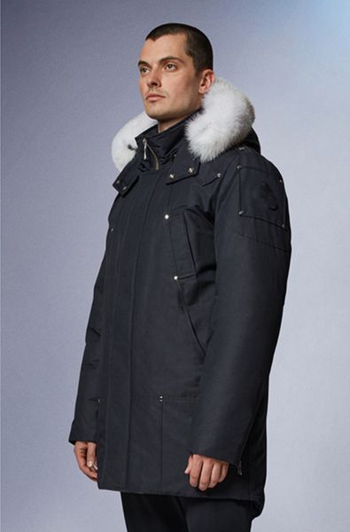 

mens stirling parka hooded with fox fur collar moose.knuckes winter warm coat, Black