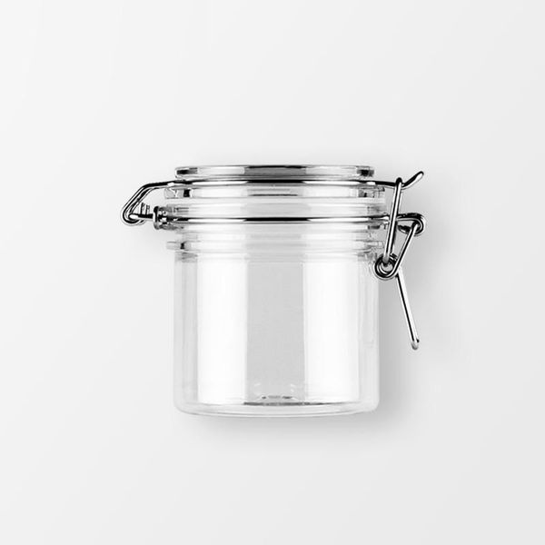 

200g 1pc empty round plastic sealed tin containers clip lids , jar pot storage,mask cream container bottle storage bottles & jars