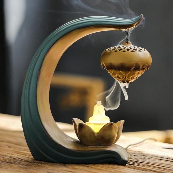 

fragrance lamps backflow incense burner statue sandalwood porte encens insence holder