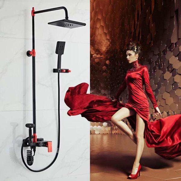 

chinese red shower set full copper four-grade bath home bathroom sets