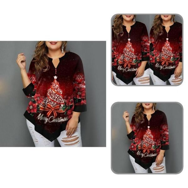 

women's blouses & shirts pullover blouse fashion christmas tree printed raglan tunic loose fitting breathable women, White