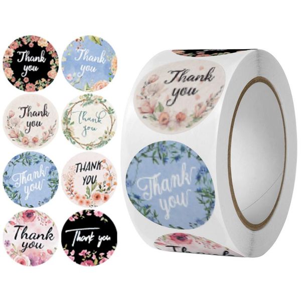 

window stickers 500pcs/roll lovely flower thank you seal labels gift packaging wedding birthday party offer stationery sticker