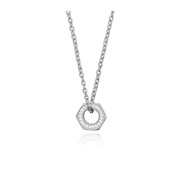 

korean designer ring necklace diamond simple niche men's street all-match titanium steel jewelry accessories, Silver
