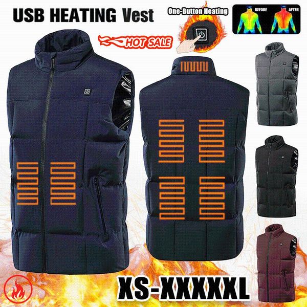 

men's vests the winter warmth smart charging heating cotton-padded jacket with nine, Black;white
