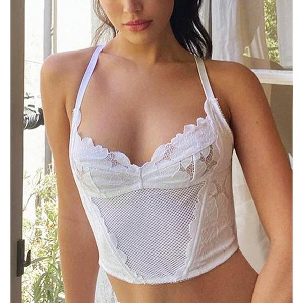 

women's lace crochet spaghetti strap cami crop camisole tanks & camis, White