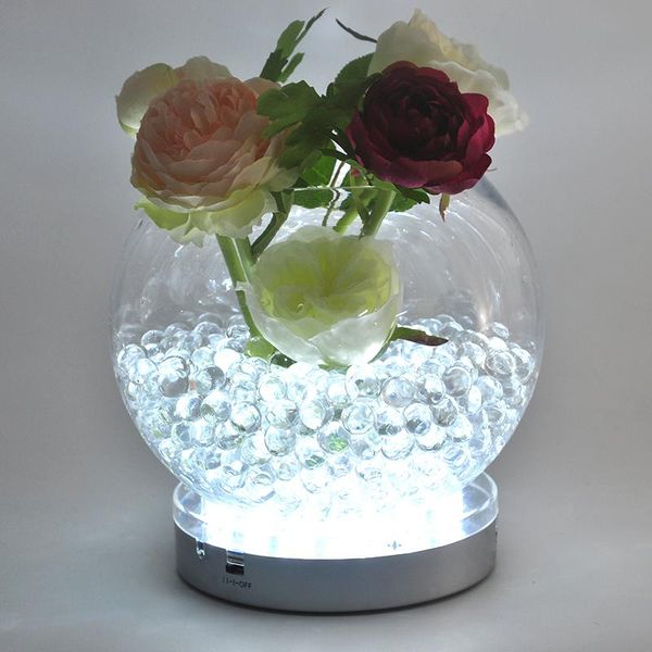 

party decoration 30pcs/lot kitosun 15cm diameter white led light base for centerpeice under vase with on/off switch