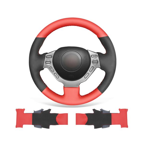 

diy custom soft black suede red leather steering wheel cover for nissan gtr