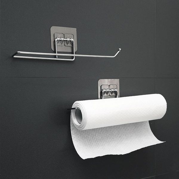 

hooks & rails self-adhesive towel holder rack kitchen under cabinet cup paper hanger organizer bathroom bar shelf roll