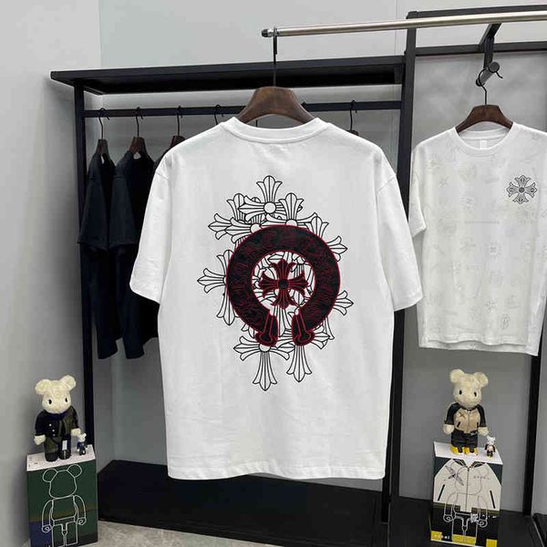 

2021 summer new ch cro short sleeve t-shirt for men and women, White;black
