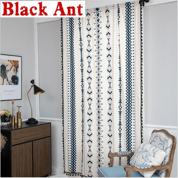 

curtain & drapes bomian style door curtains vintage print sheer for living room rod pocket semi-blakcout window custom made jd1034