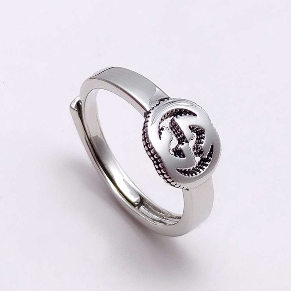 

ring gujia double interlocking geometric and simple trend personalized men's women's rings, Silver
