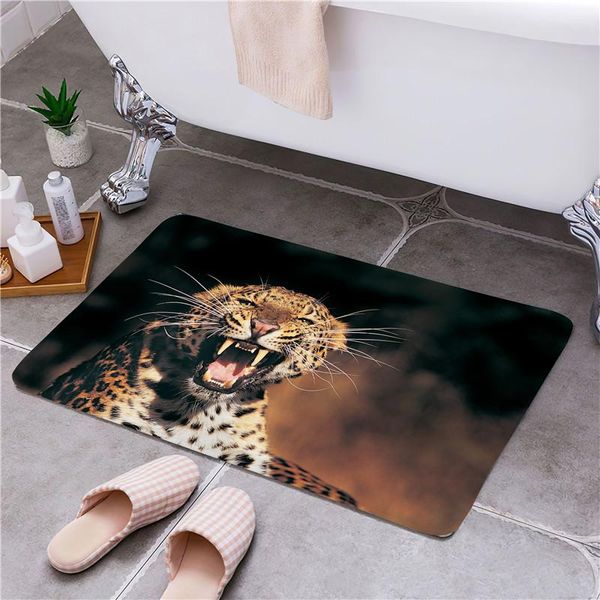 

carpets roaring leopard entrance door floor mat non-slip foot pad home welcome carpet for hallway bath kitchen doormat