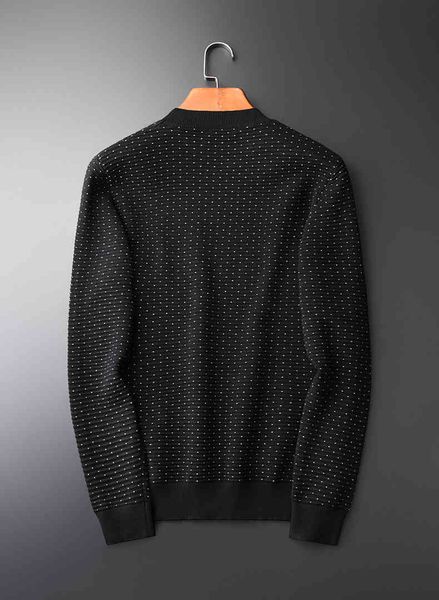 

minglu men hight quality white dot round neck pullover sweater fashion new autumn and winter slim fit male, White;black