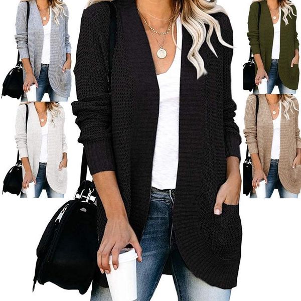 

women's jackets elijoin long sleeve cardigan summer v-neck with pocket sweater., Black;brown