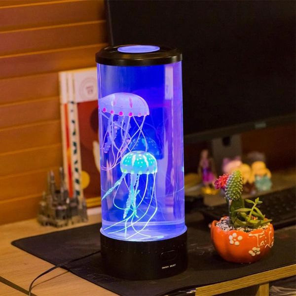 Luci da libro FENGLAIYI Acquario per meduse Mondo marino Nuoto Luce d'atmosfera LED Acquario colorato Lampada notturna per bambini Decorativa