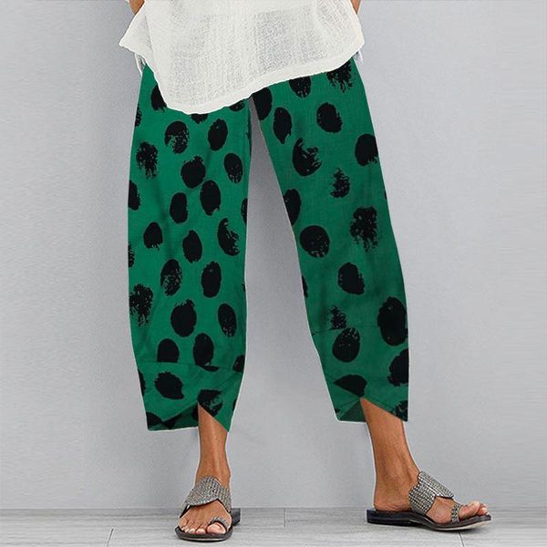 

women's pants & capris printed trousers zanzea 2021 kaftan harem spring casual elastic high waist long pantalon palazzo plus size turni, Black;white