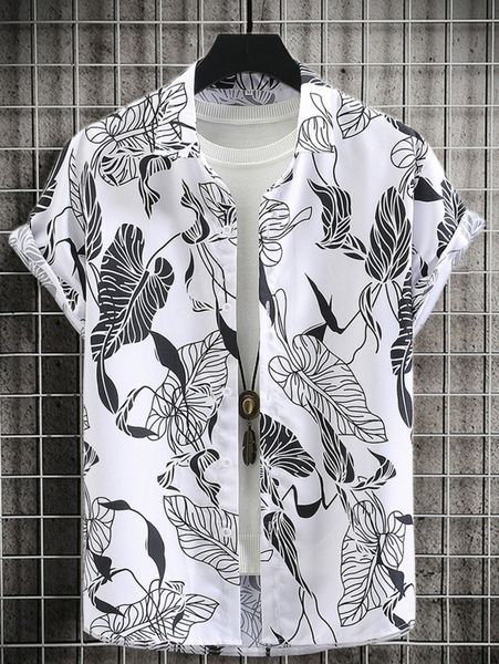 

men random tropical print shirt without tee j9x2#, White;black