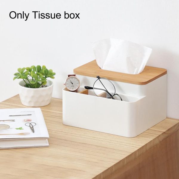 

tissue boxes & napkins box deskplastic space saving bathroom large capacity storage case bedroom for cosmetic home office with bamboo li