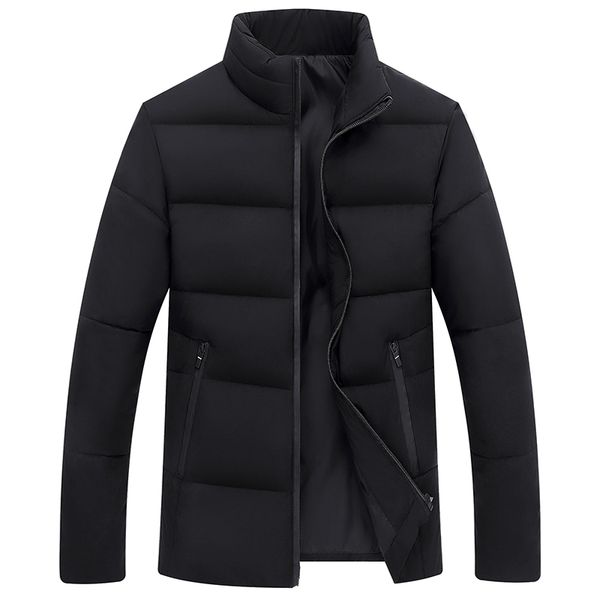 

white duck down mens winter down jackets quality thick big size coats snow warm stand collar outerwear brand parkas, Black