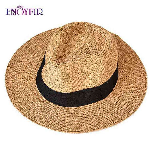 

nxy sun hat enjoyfur summer for women man panama straw beach fashion uv peotection travel cap 0211, Blue;gray