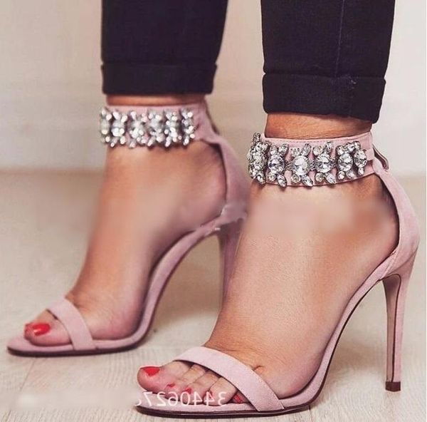 

selling pink black gladiator sandal women peep toe crystal ankle strap wedding shoes bride cut-out thin heel sandals