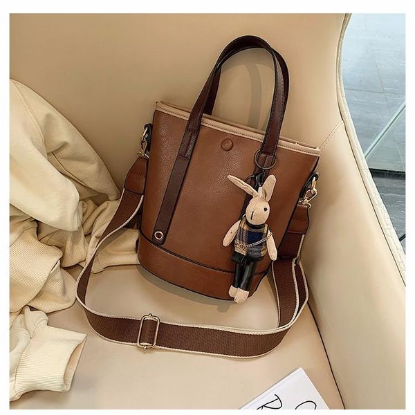 

evening bags casual pure color pu leather women crossbody handbags all-match ladies bucket shoulder tote travel handbag