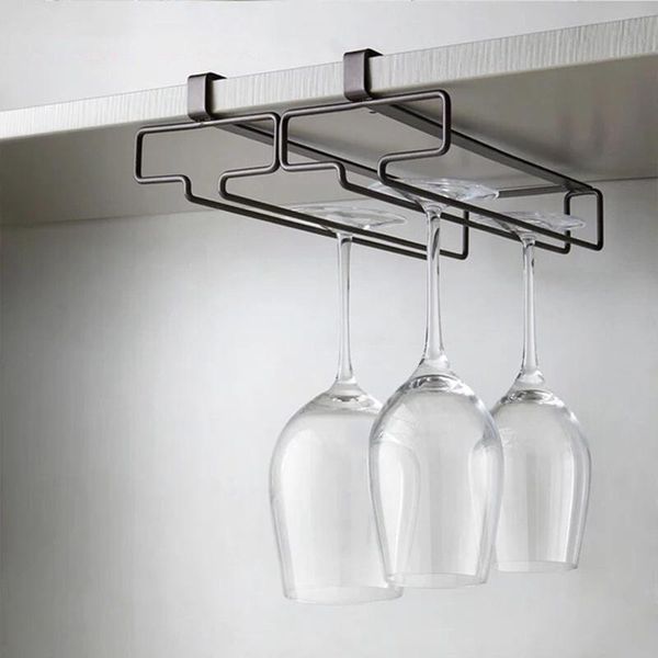 

stemware inverted storage shelf wine glass holder hanging iron rack champagne goblet cup under cupboard tableracks