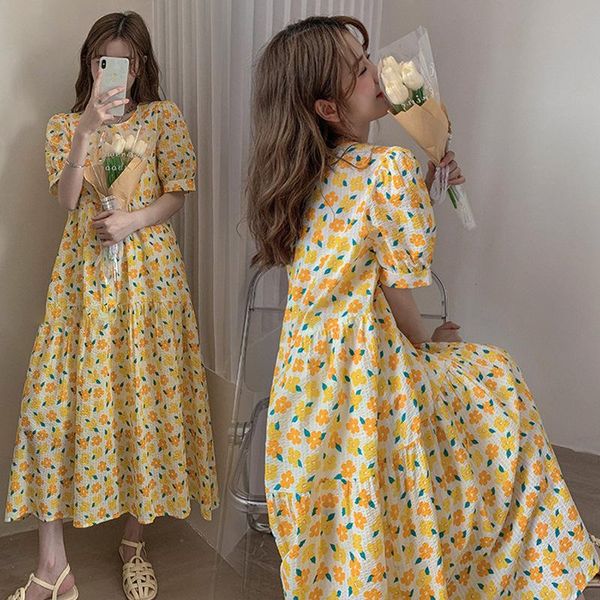 

maternity dresses floral summer dress plus size quality casual maxi pregant gown loose clothes outfits, White