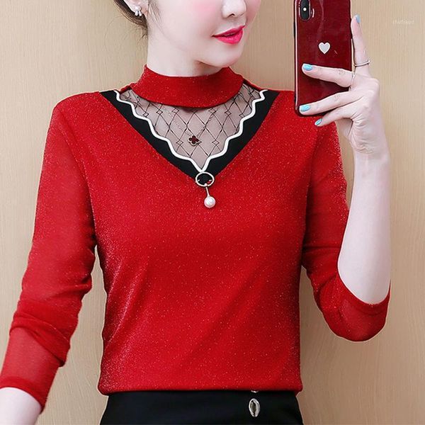 

women's blouses & shirts autumn winter women lace embroidery thick warm shirt female solid long sleeve plus size 5xl hollow out diamon, White