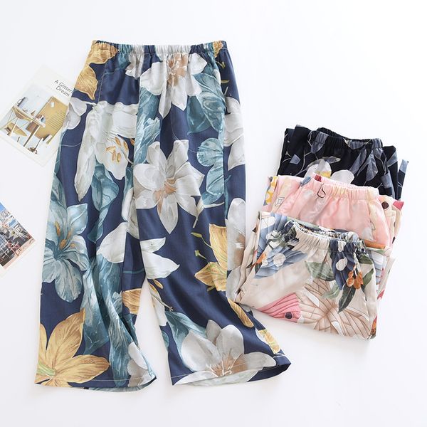 

men's pants summer women's style 100% viscose shorts thin section big flowers casual cropped loose home womens bottoms ds3r, Black