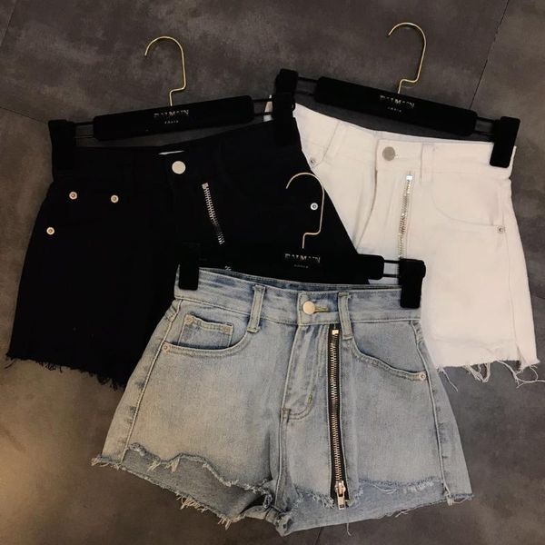 

women's shorts plus size 5xlhigh waist denim women summer zipper loose wide leg jeans, White;black